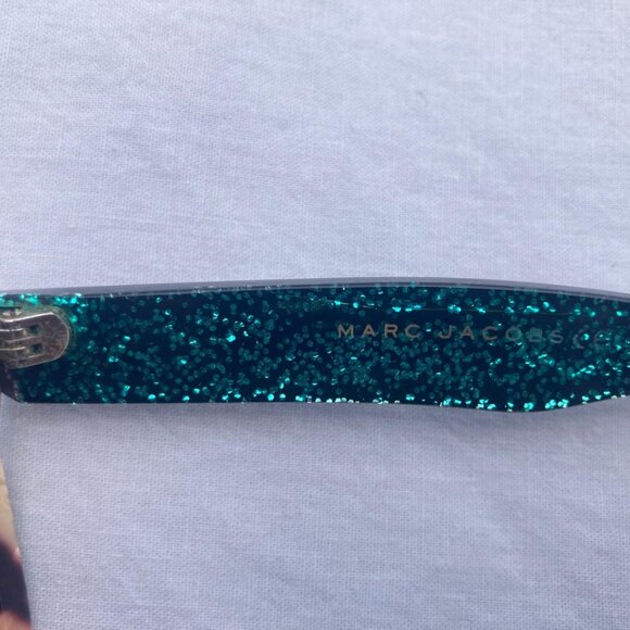 Marc Jacobs Sunglasses 229/S 2PO3J/SP Black Green Glitter Square Black Lenses - Picture 12 of 15